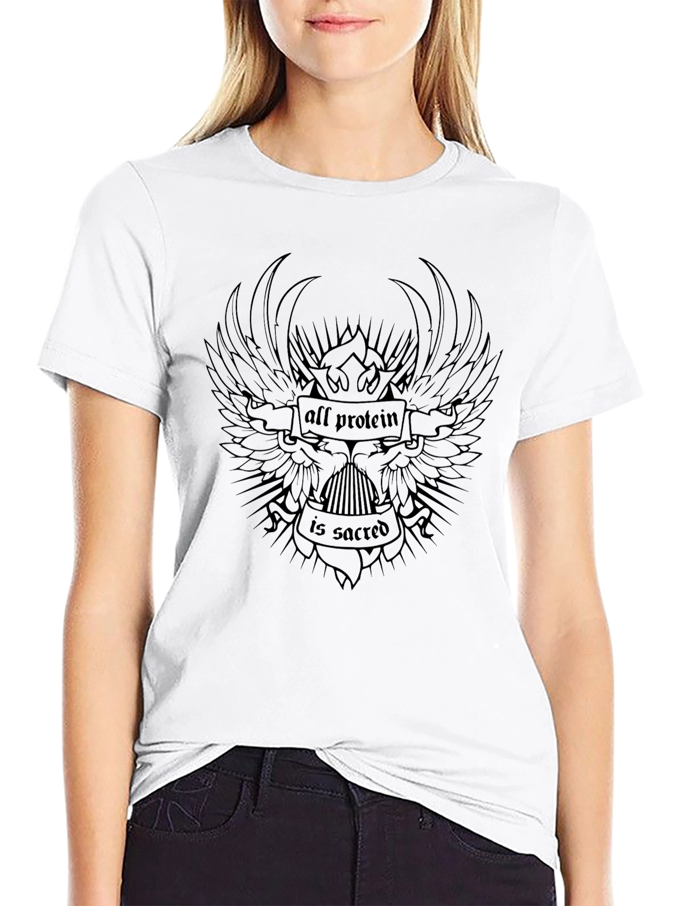 All Protein is Sacred Black Graphic Tee
