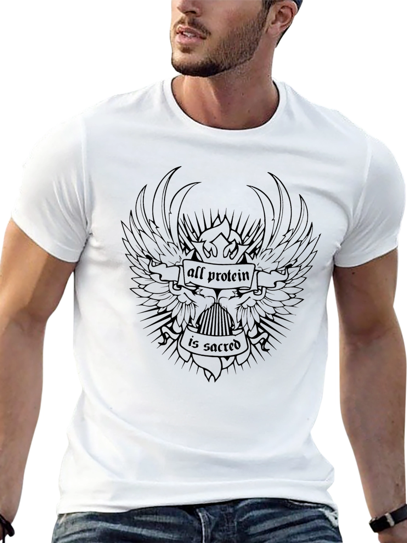 All Protein is Sacred Black Graphic Tee