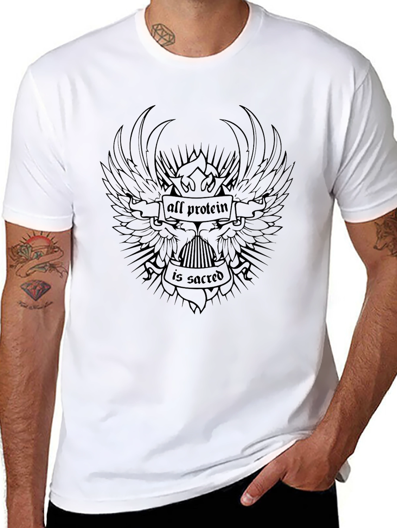 All Protein is Sacred Black Graphic Tee