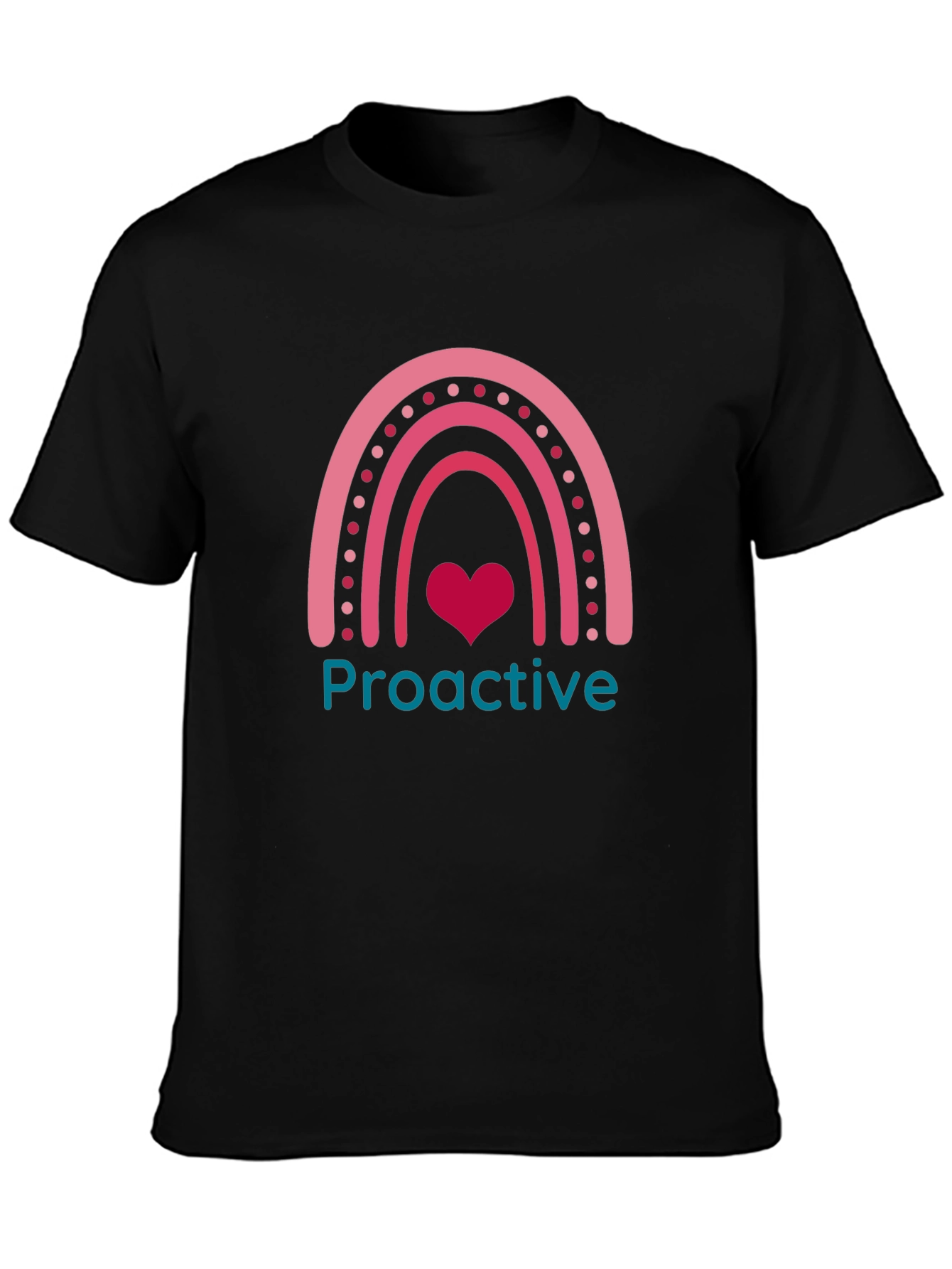 Proactive Rainbow Heart Graphic Tee - Black Unisex T-Shirt