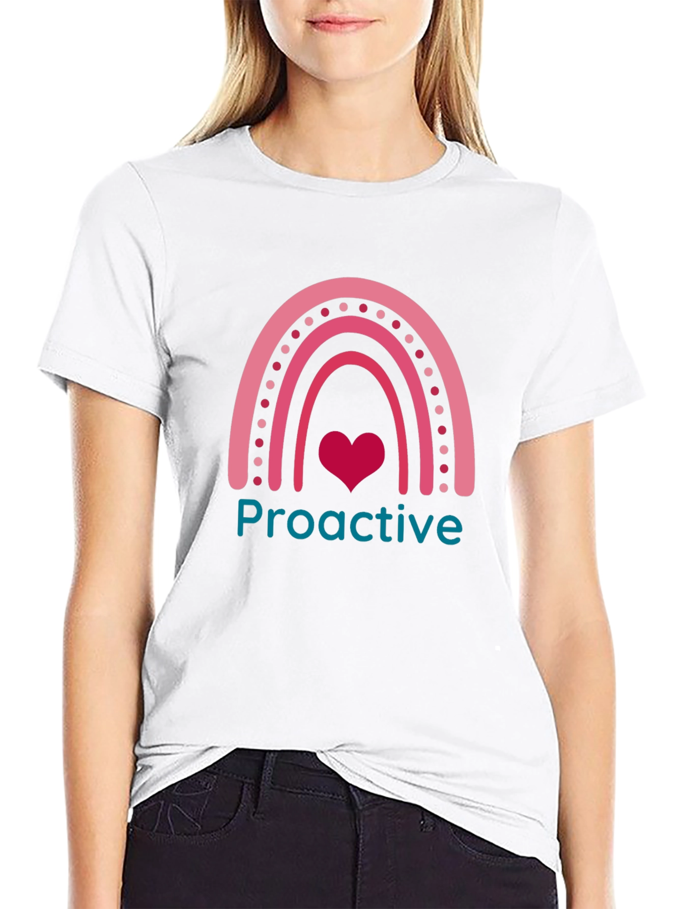 Proactive Rainbow Heart Graphic Tee - Black Unisex T-Shirt