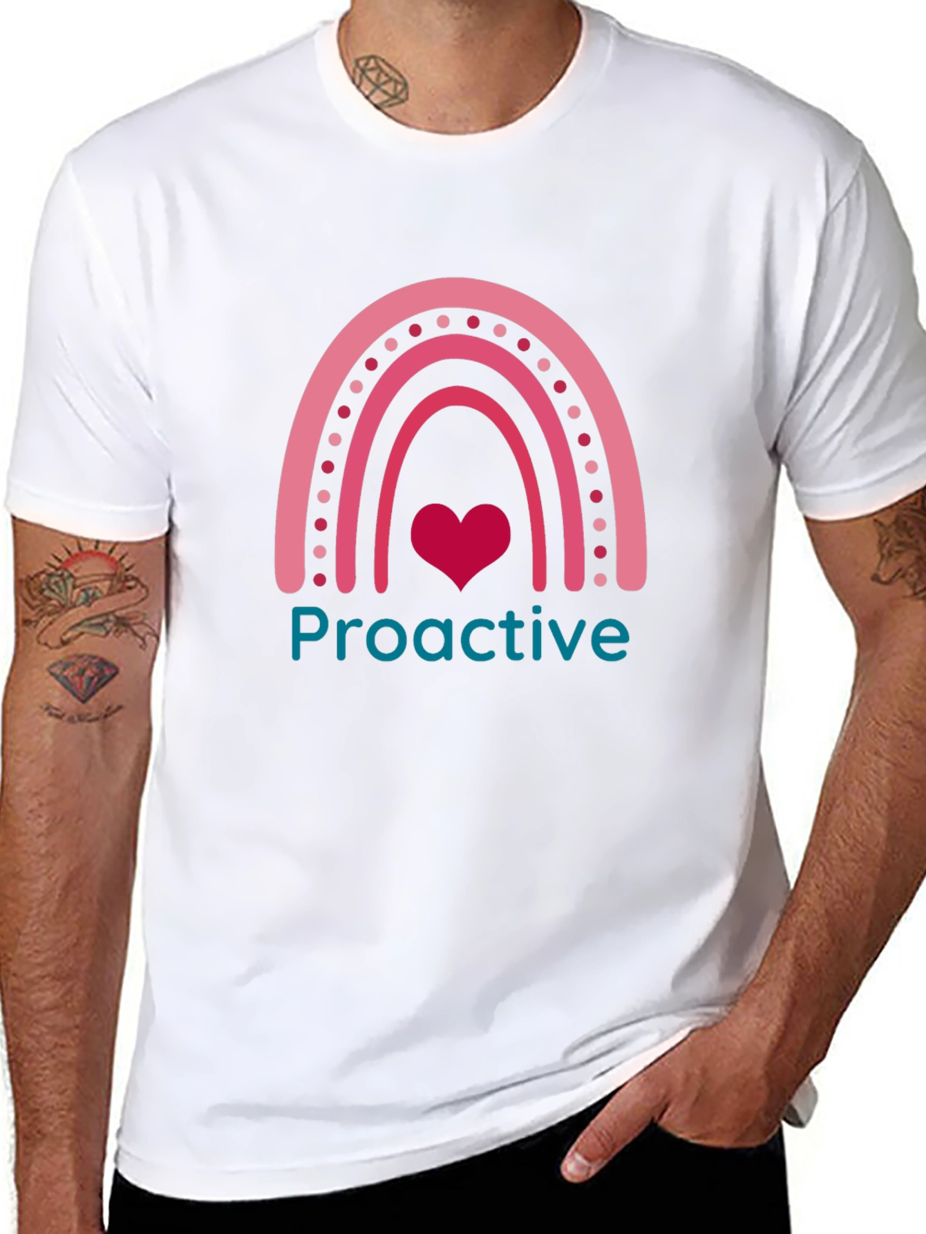 Proactive Rainbow Heart Graphic Tee - Black Unisex T-Shirt