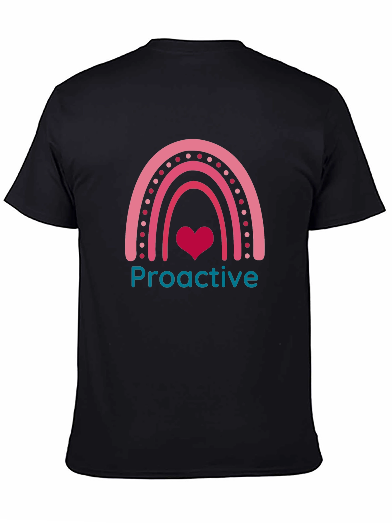 Proactive Rainbow Heart Graphic Tee - Black Unisex T-Shirt