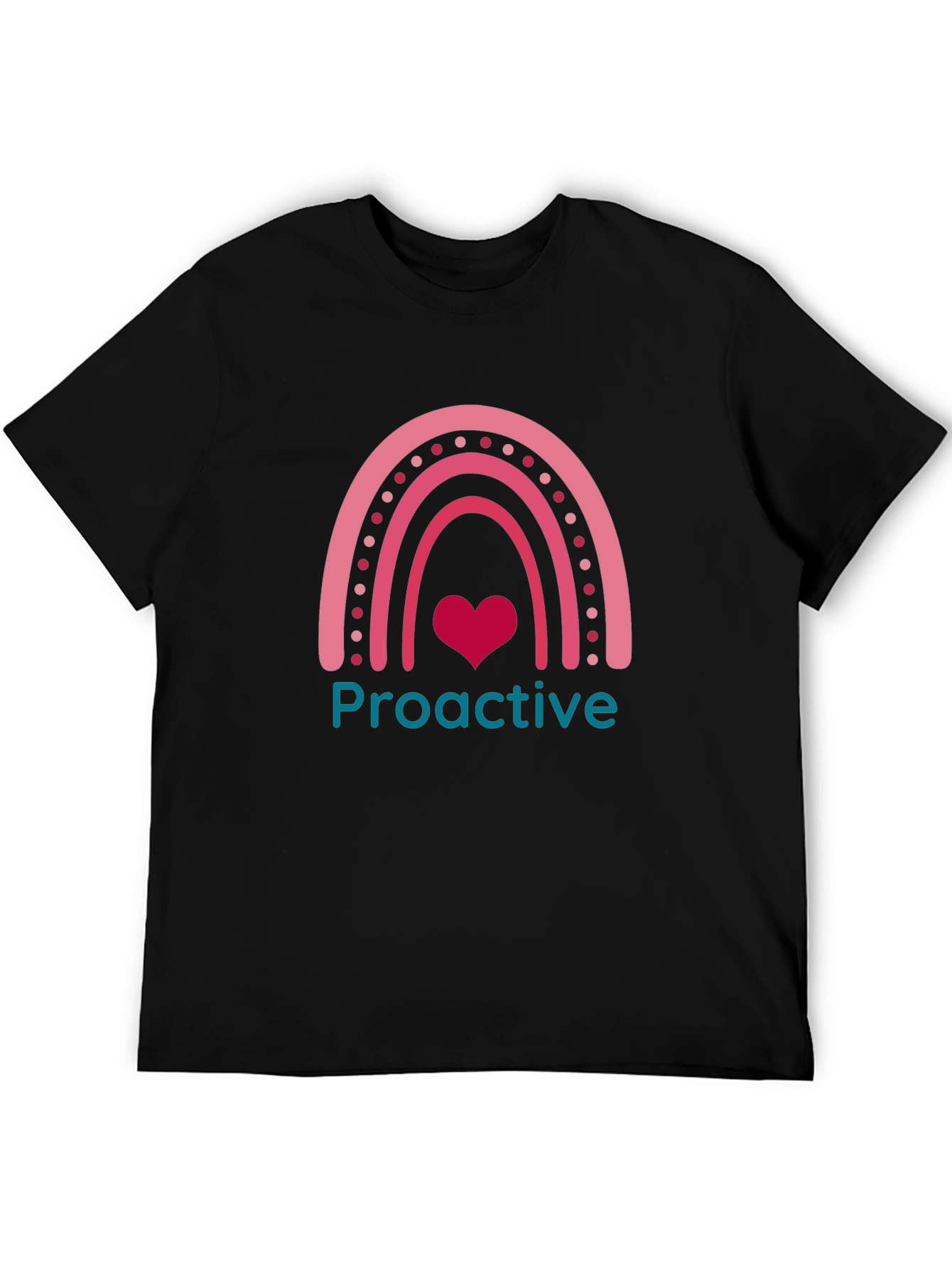 Proactive Rainbow Heart Graphic Tee - Black Unisex T-Shirt