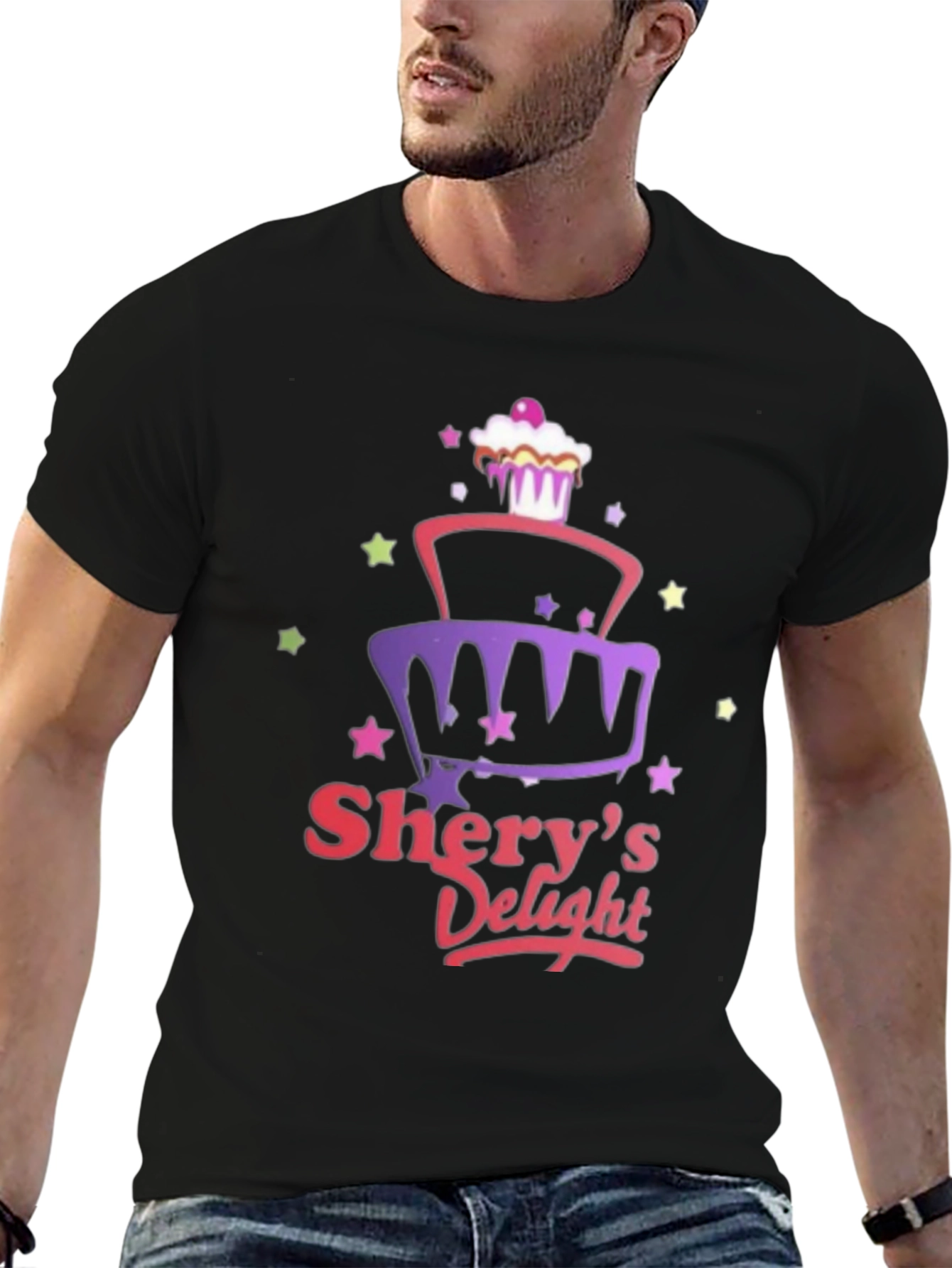 Sherys Delight Cake Graphic Black T-Shirt