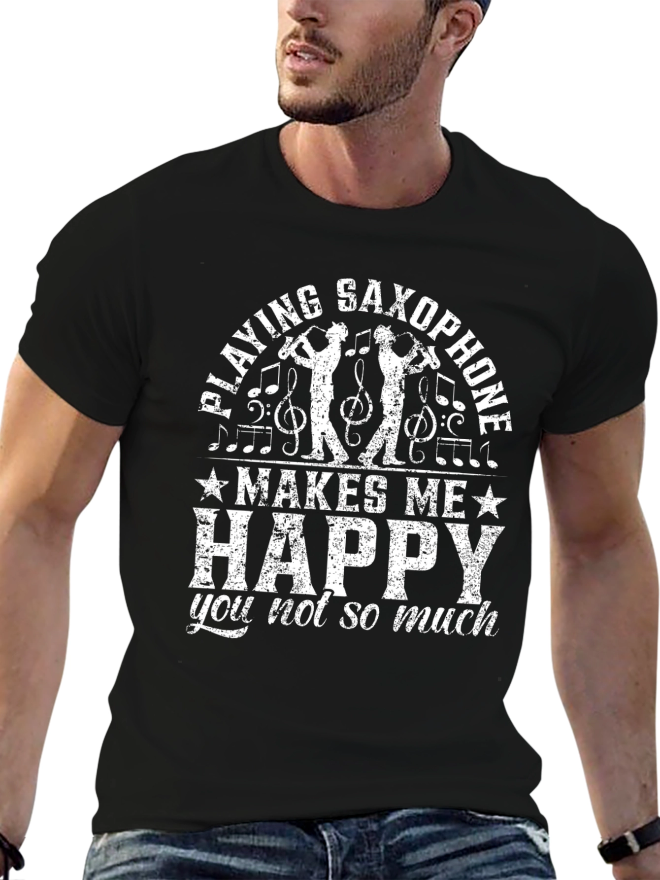 Saxophone Lover T-Shirt: Makes Me Happy