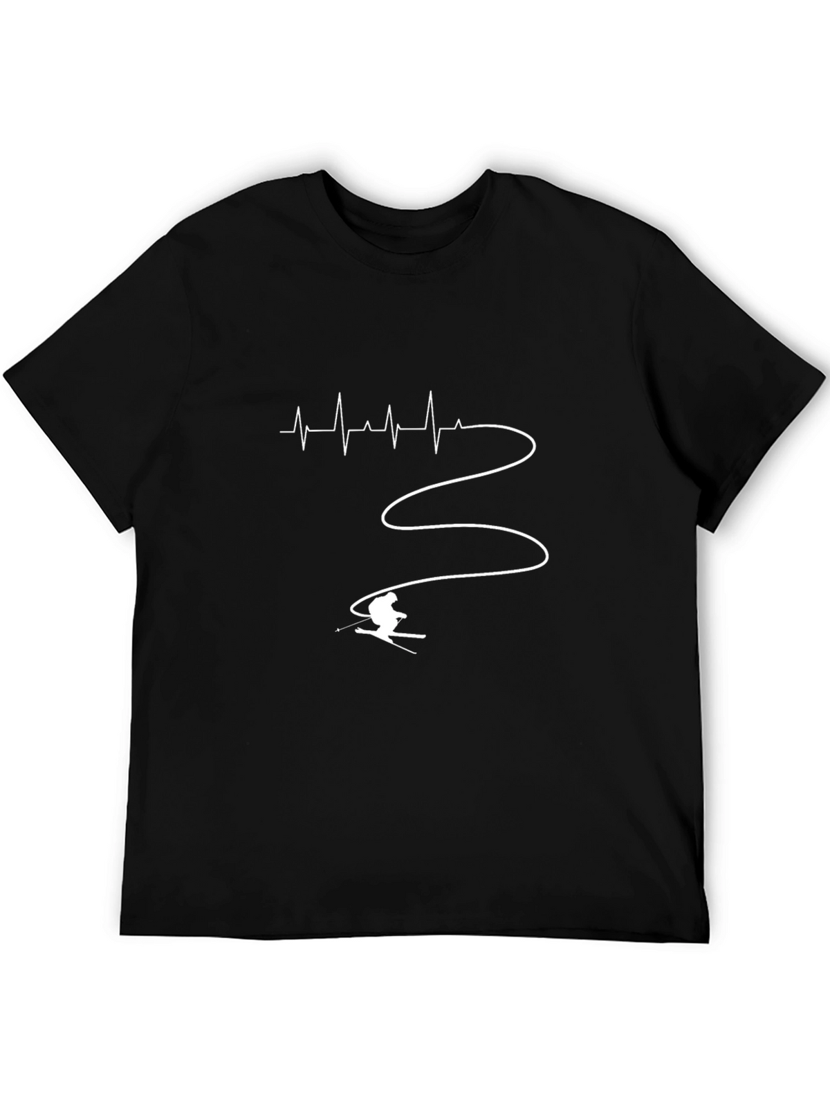Ski Heartbeat T-Shirt - Black Cotton Tee