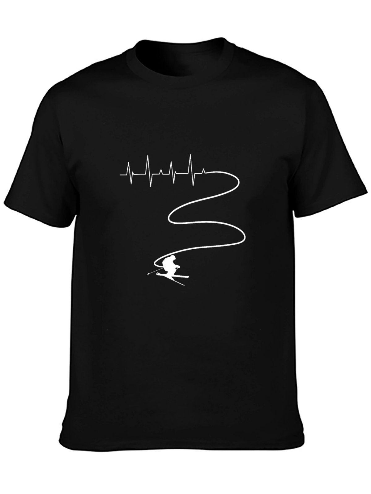 Ski Heartbeat T-Shirt - Black Cotton Tee