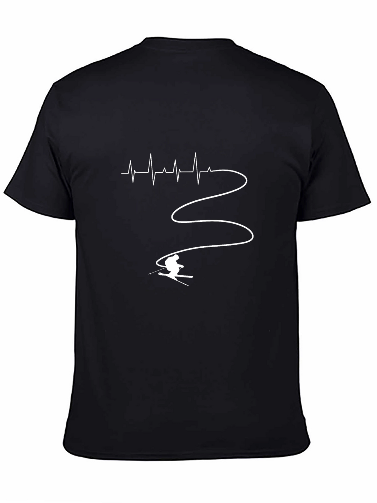 Ski Heartbeat T-Shirt - Black Cotton Tee