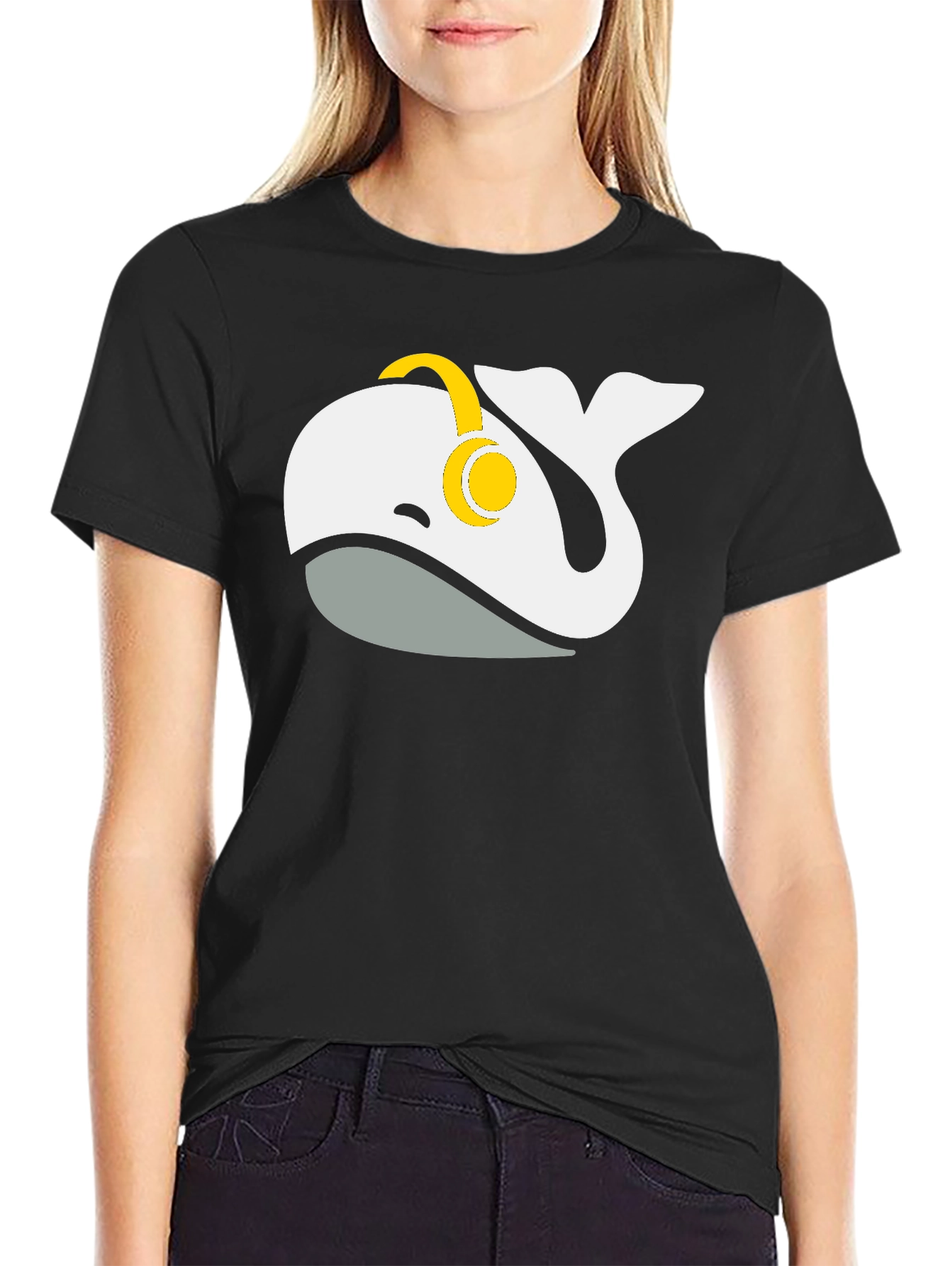 Whale Music Lover T-Shirt - Black Cotton Blend