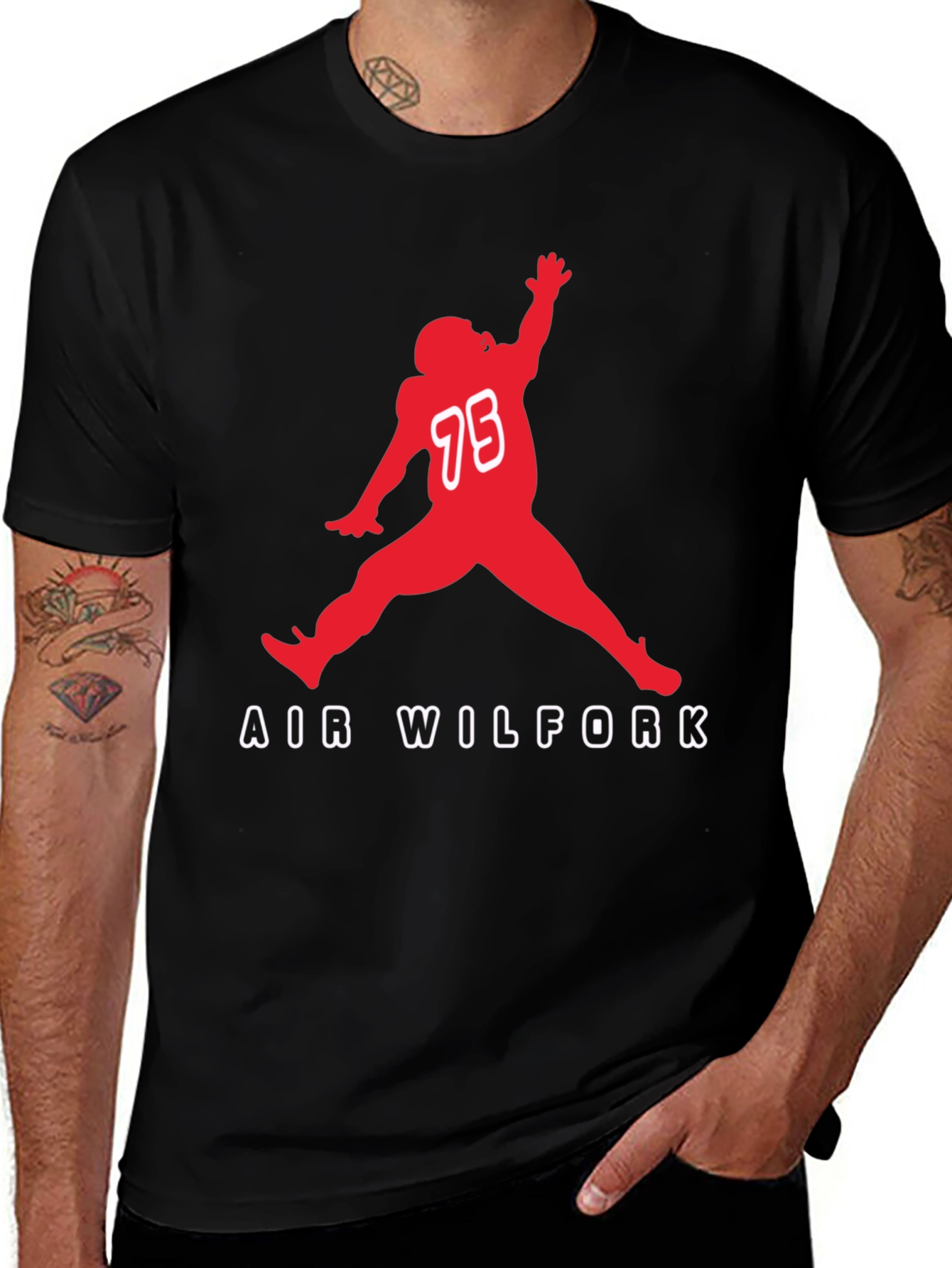 Air Wilfork Black Cotton Graphic Tee
