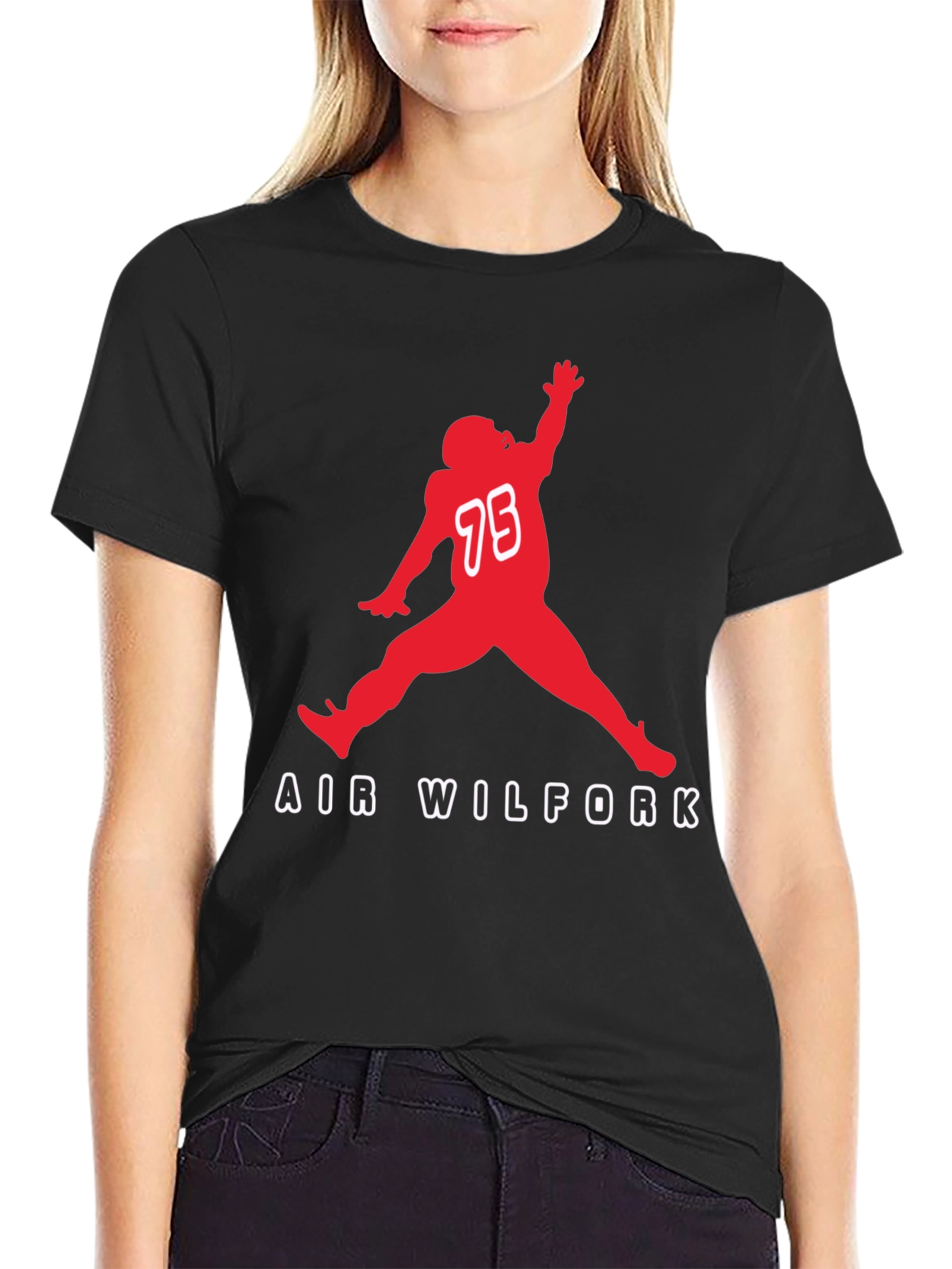 Air Wilfork Black Cotton Graphic Tee