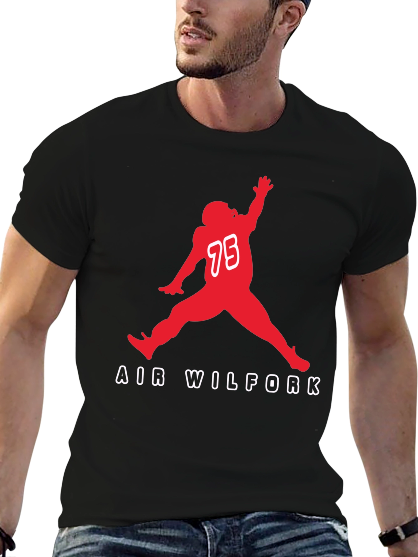 Air Wilfork Black Cotton Graphic Tee