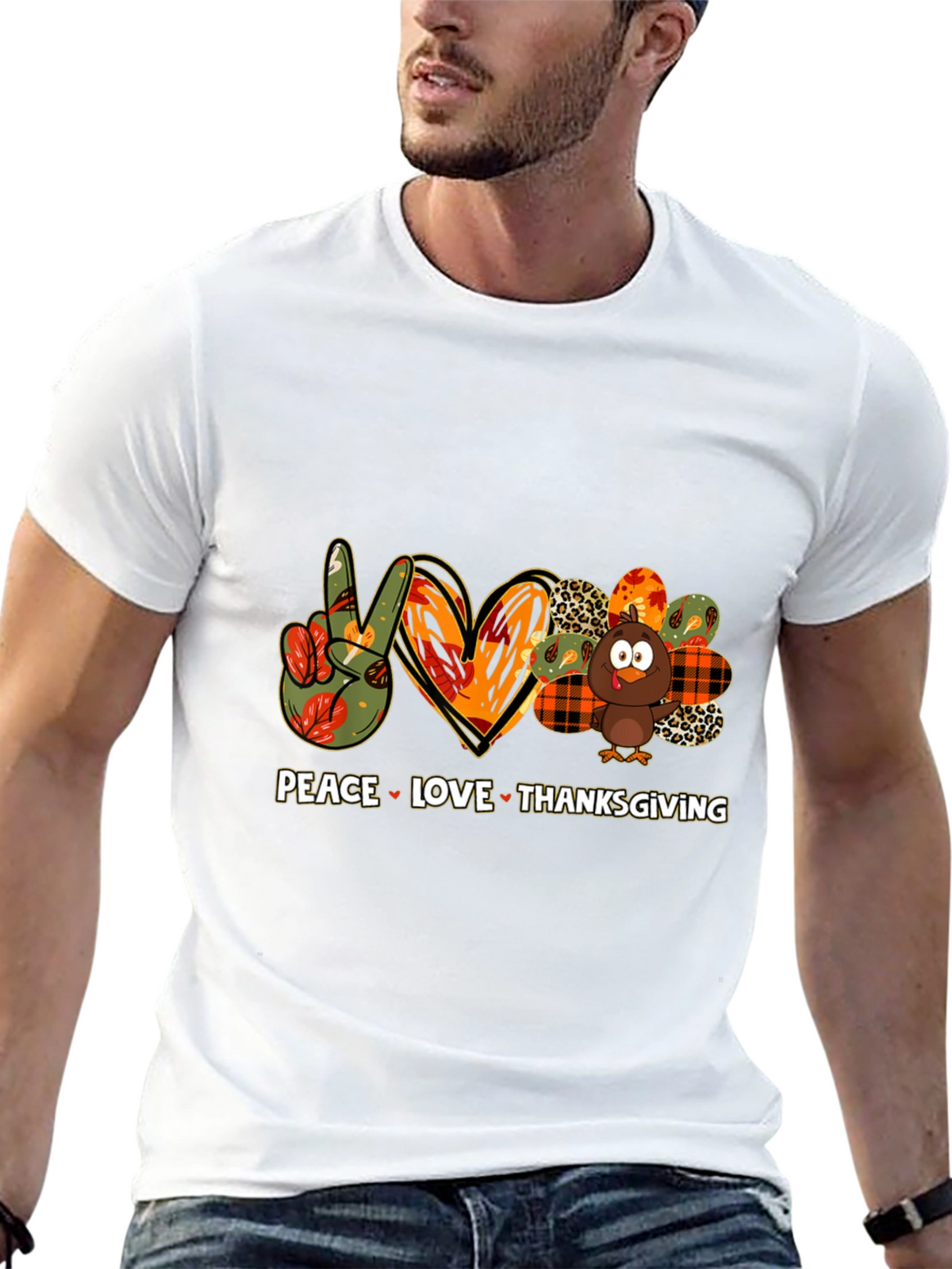 Peace Love Thanksgiving Graphic T-Shirt