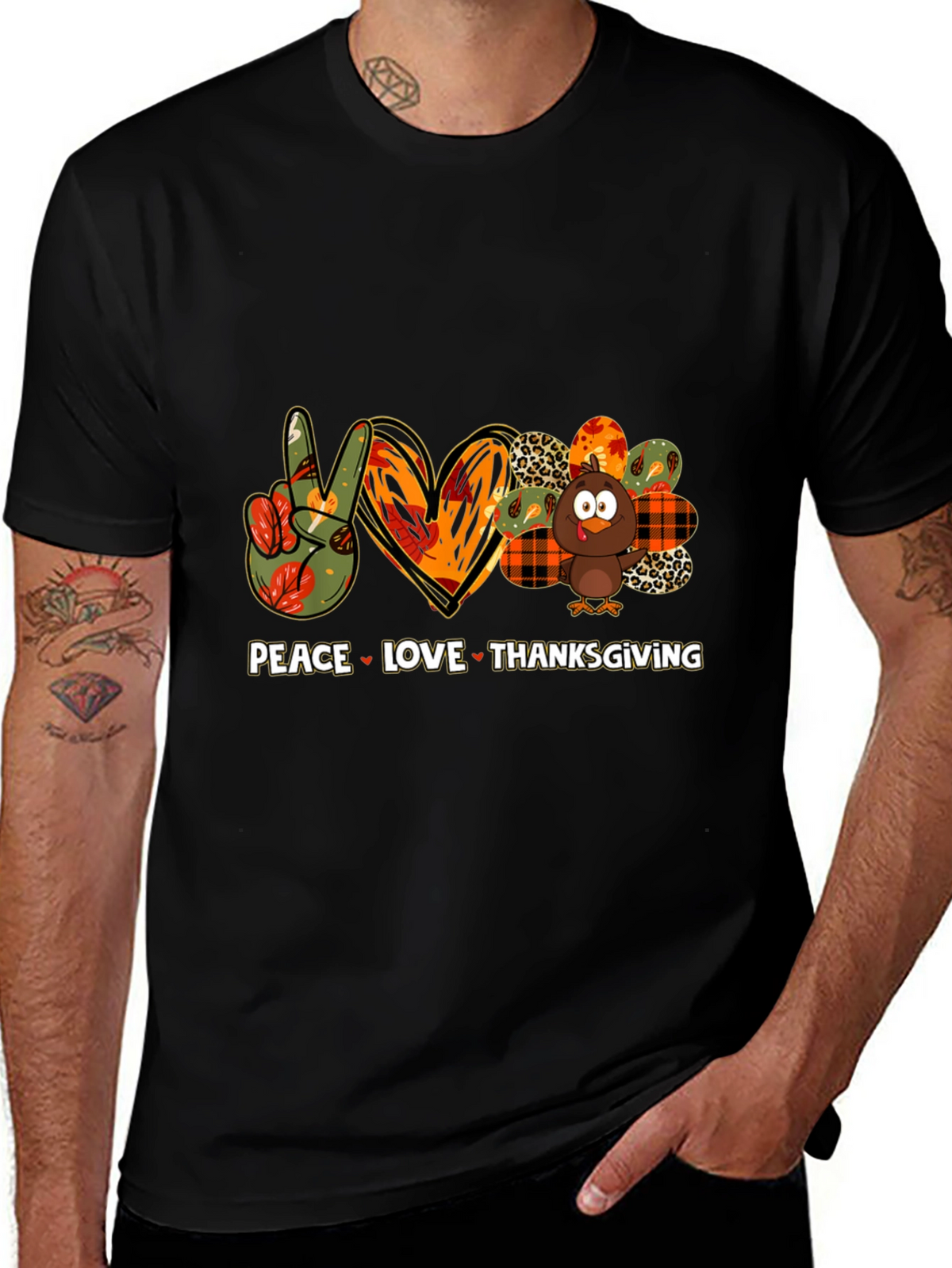 Peace Love Thanksgiving Graphic T-Shirt