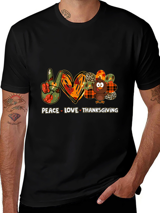 Peace Love Thanksgiving Graphic T-Shirt