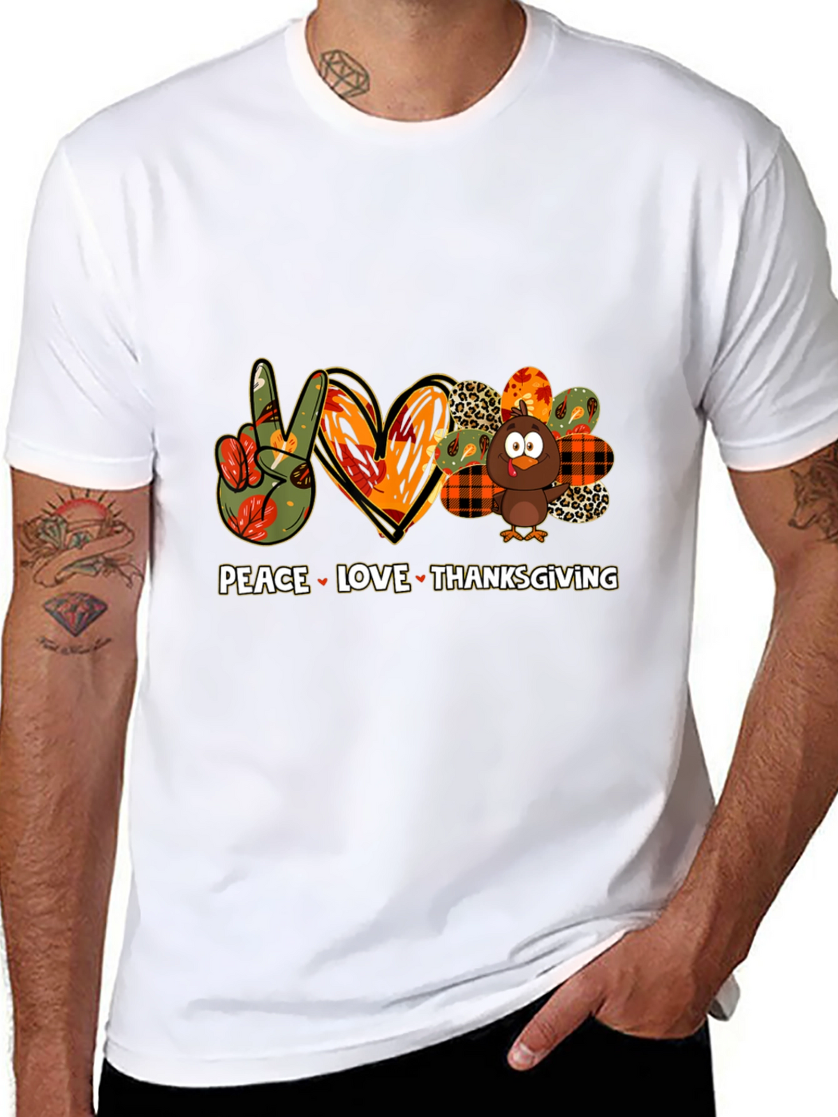 Peace Love Thanksgiving Graphic T-Shirt