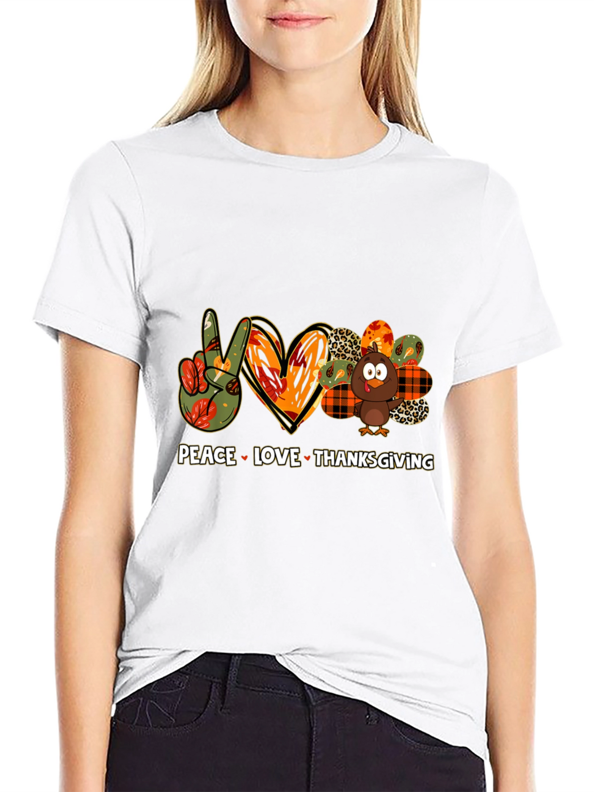 Peace Love Thanksgiving Graphic T-Shirt