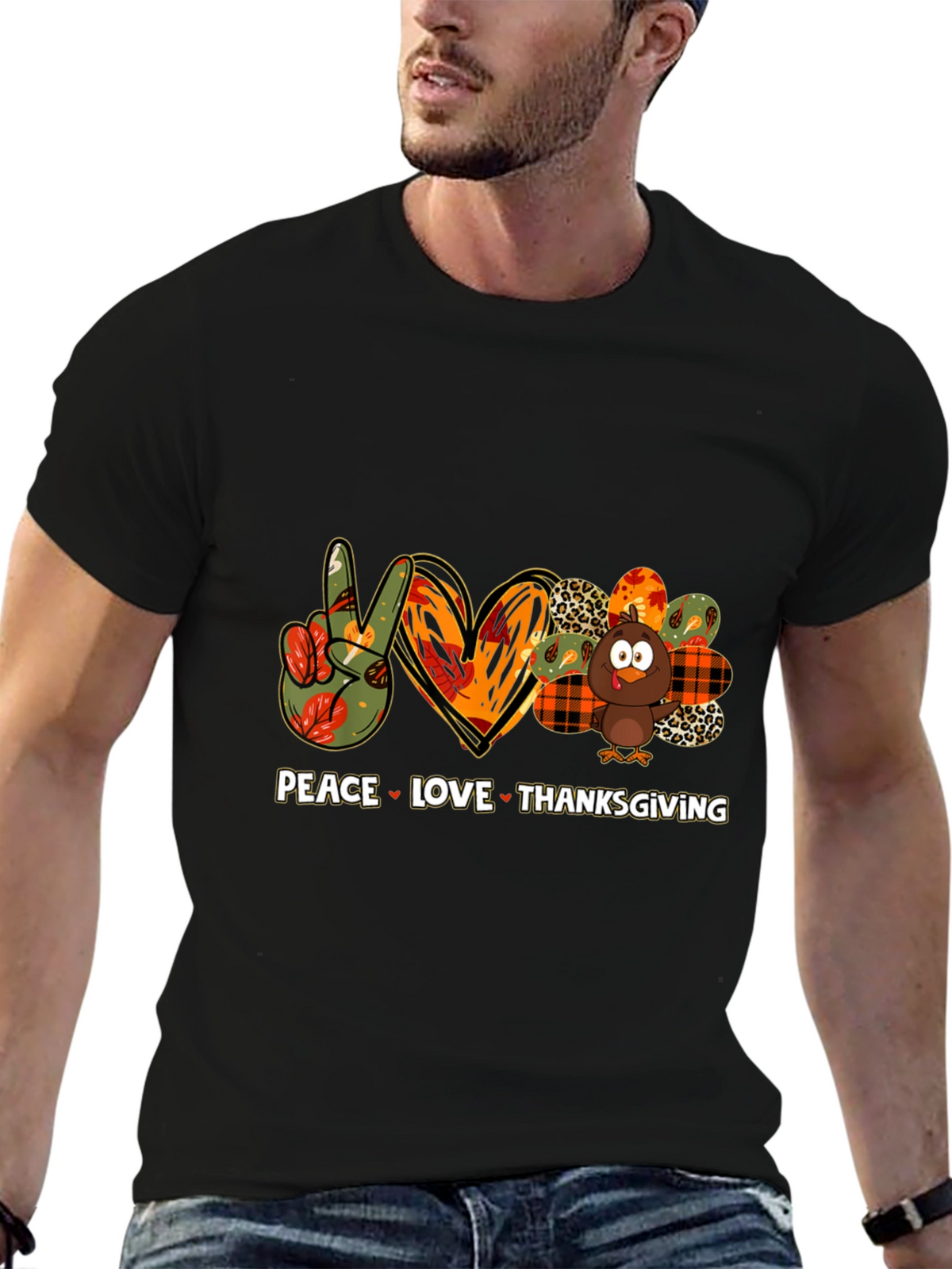 Peace Love Thanksgiving Graphic T-Shirt
