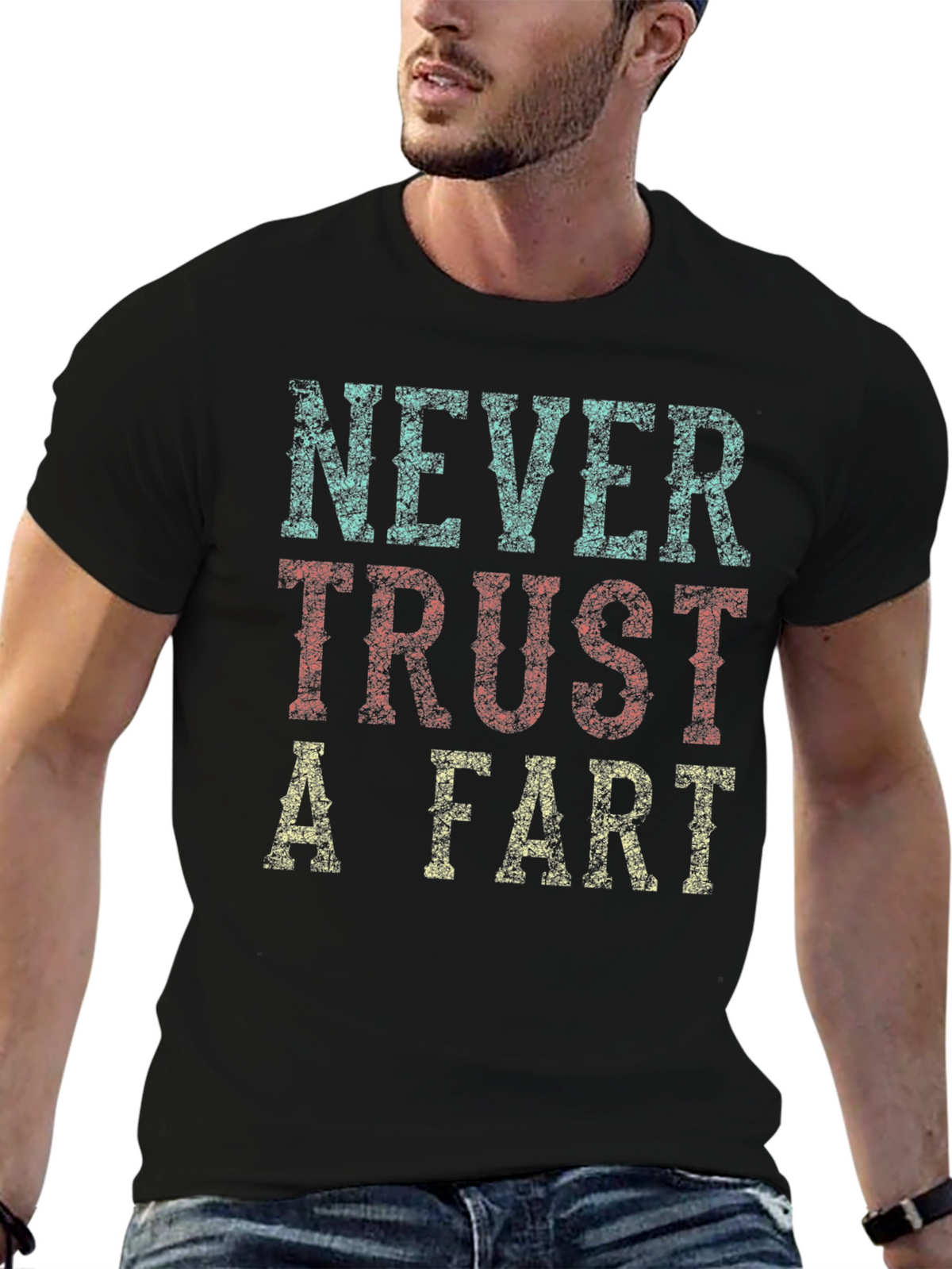 Never Trust A Fart Graphic Tee - Black Cotton