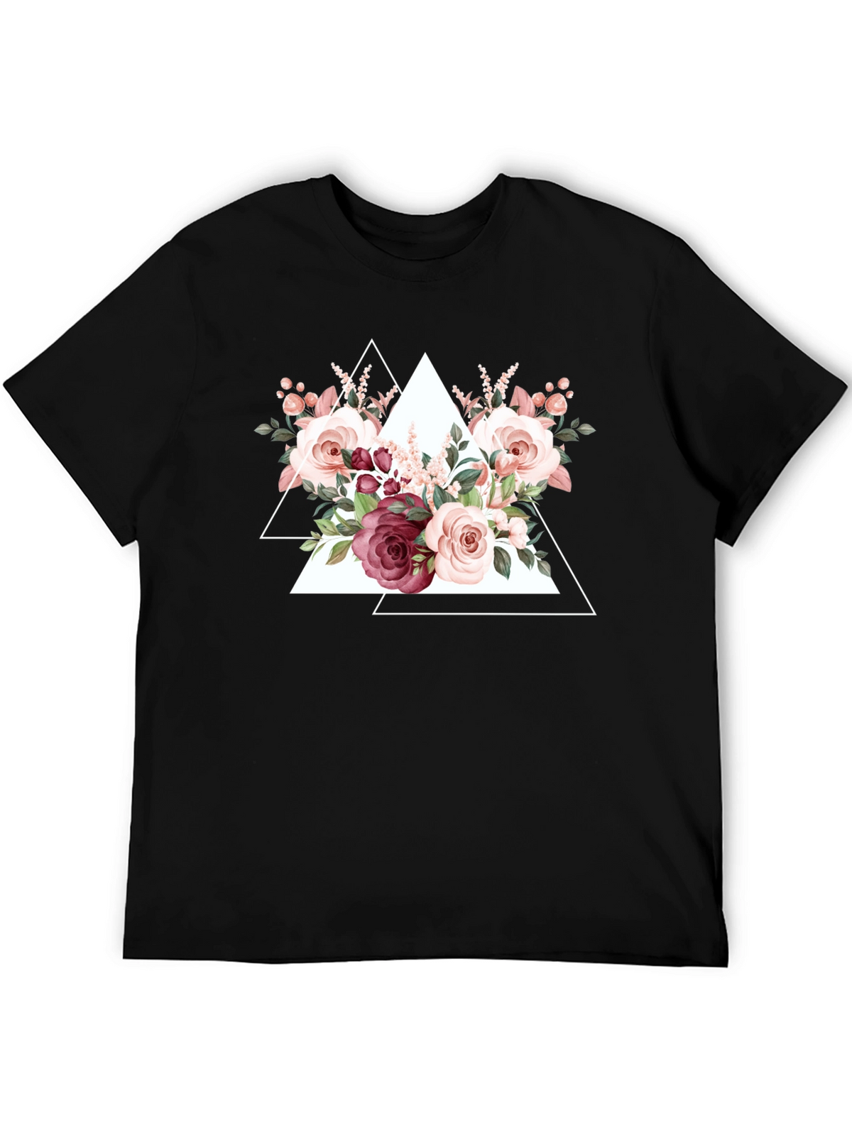 Floral Triangle Graphic Tee - Black