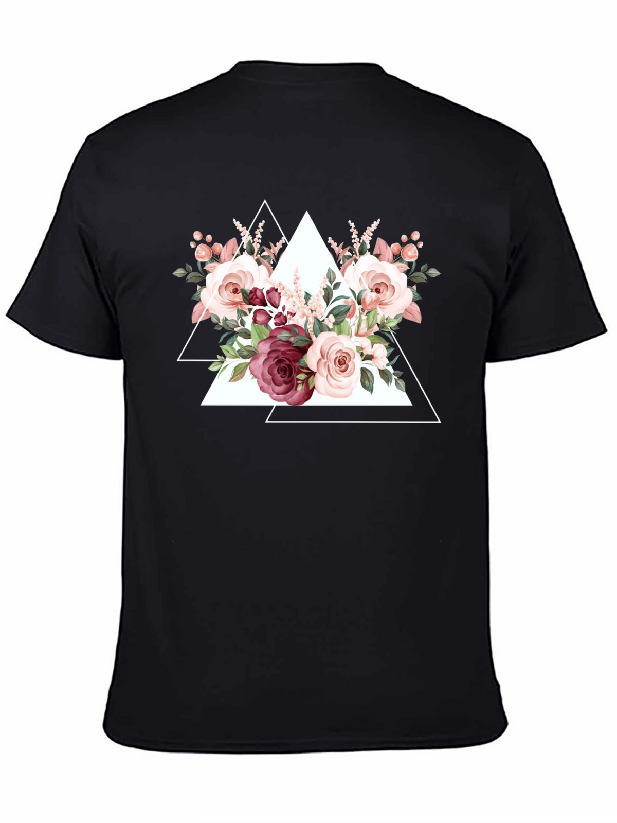 Floral Triangle Graphic Tee - Black