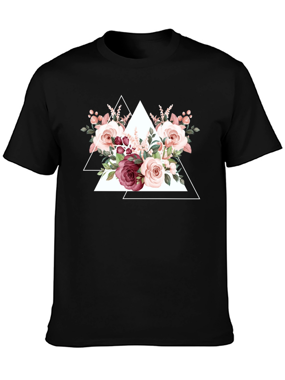 Floral Triangle Graphic Tee - Black