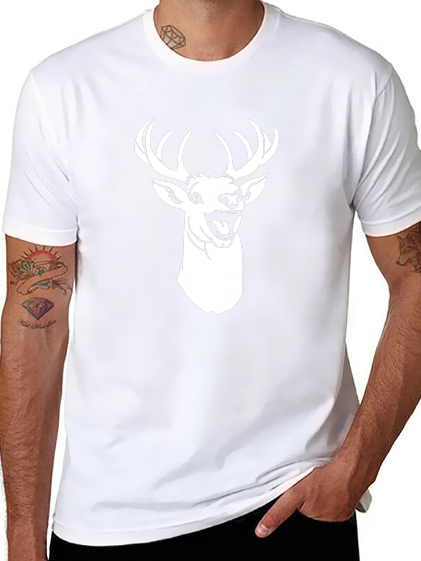 Deer Graphic Tee - Black T-Shirt for Men