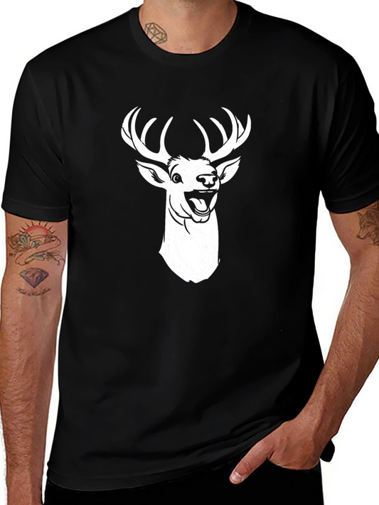 Deer Graphic Tee - Black T-Shirt for Men