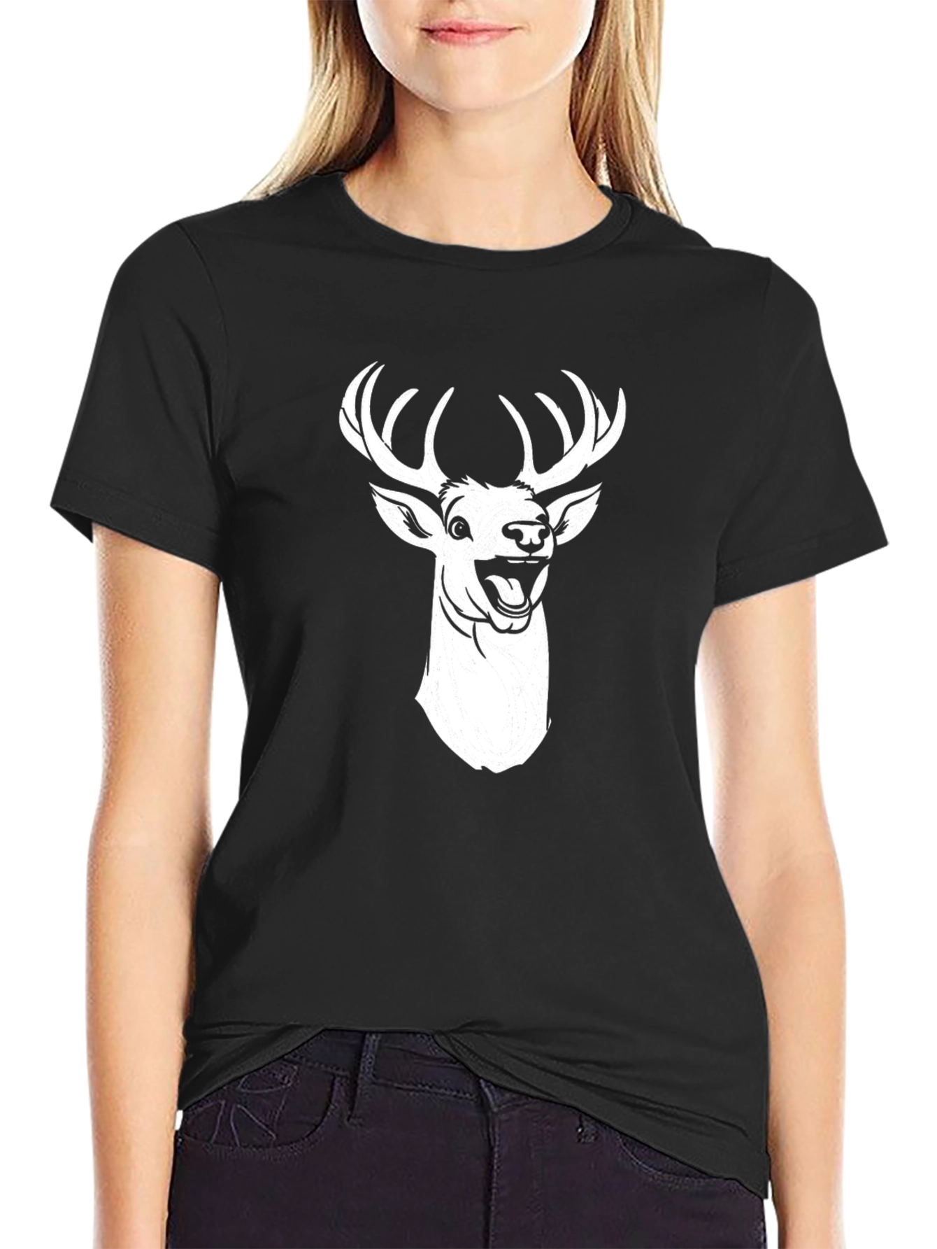 Deer Graphic Tee - Black T-Shirt for Men