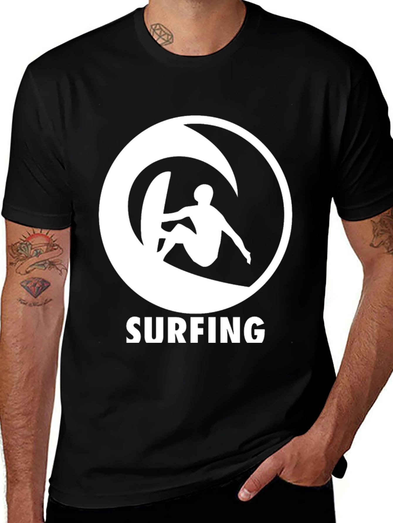 Surfing Graphic Tee - Black