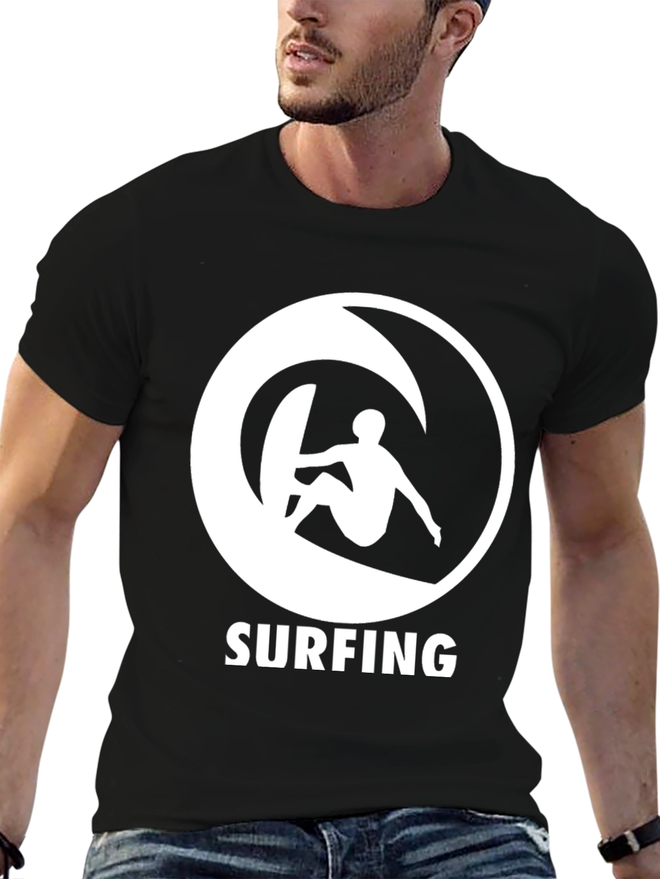 Surfing Graphic Tee - Black