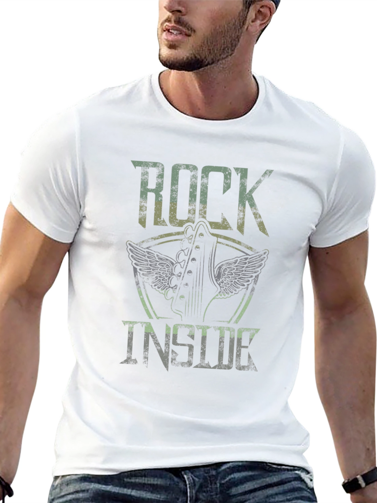 Rock Inside Guitar Wings Black Graphic Tee