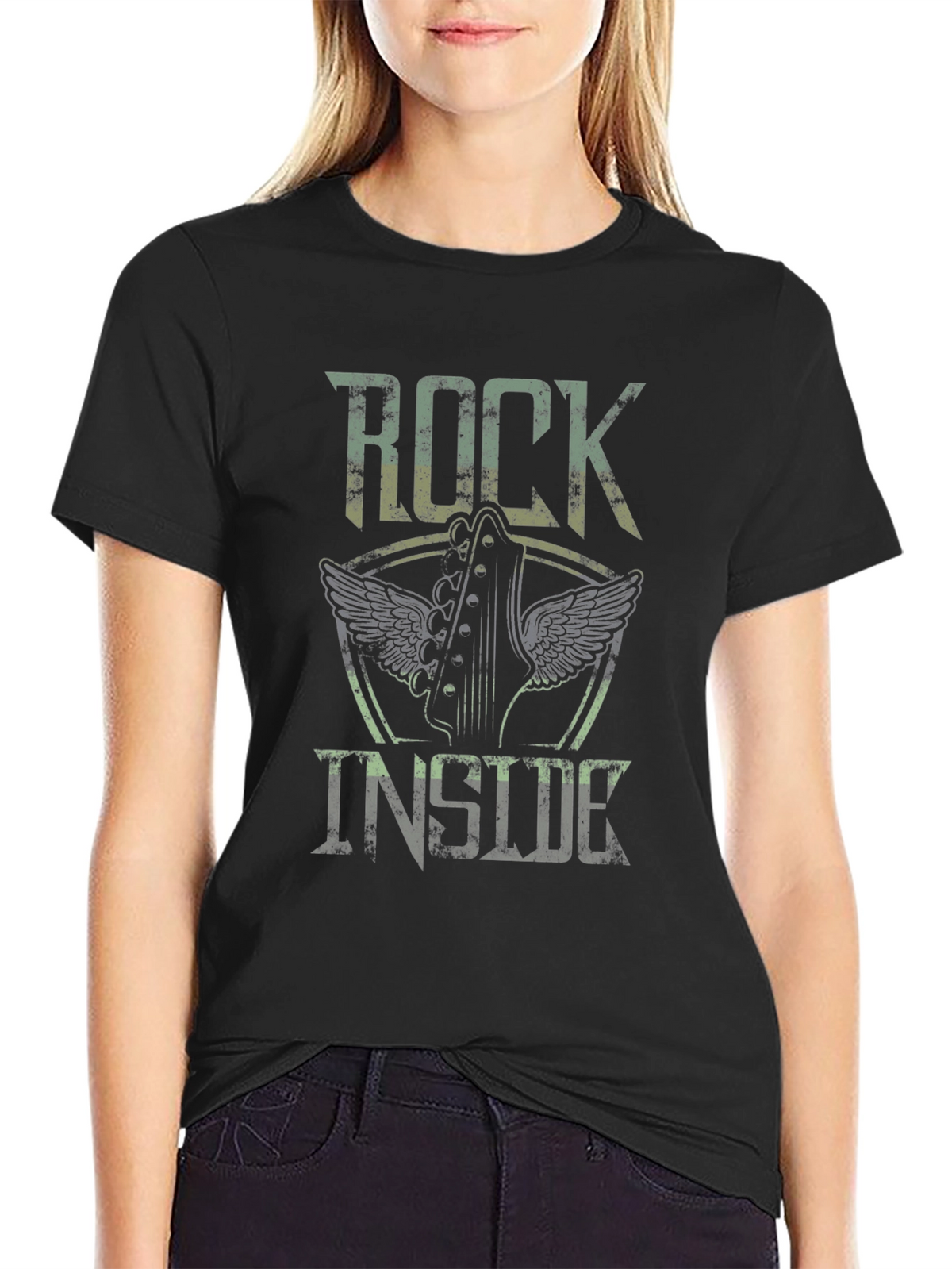 Rock Inside Guitar Wings Black Graphic Tee
