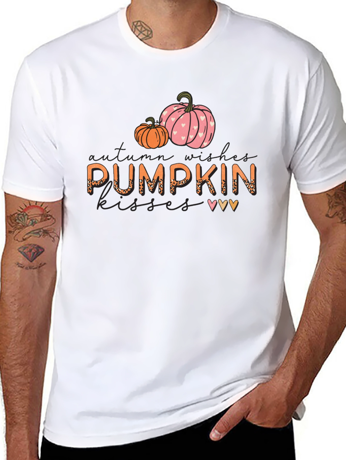 Pumpkin Kisses Autumn Wishes Black Graphic Tee