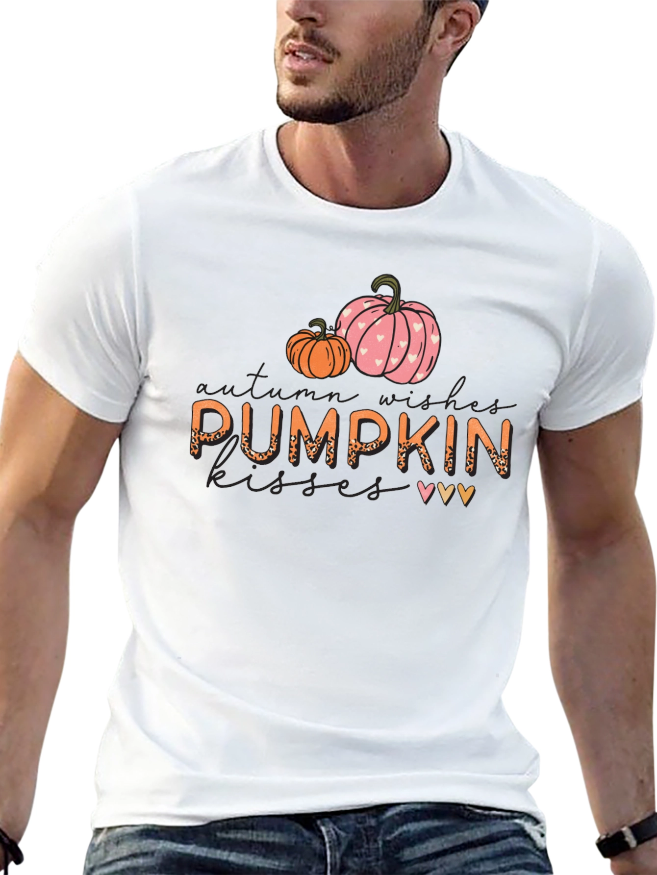 Pumpkin Kisses Autumn Wishes Black Graphic Tee