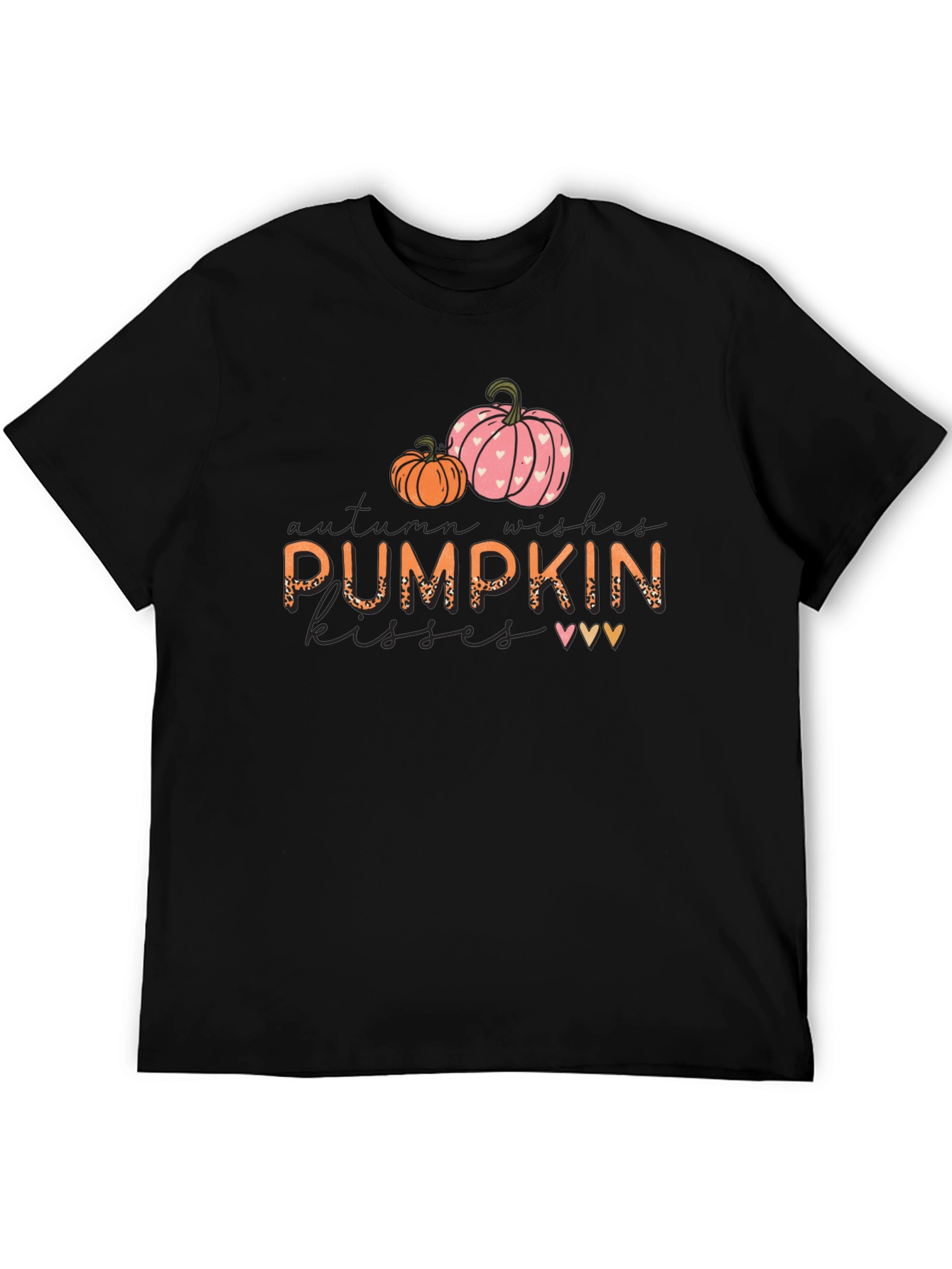 Pumpkin Kisses Autumn Wishes Black Graphic Tee