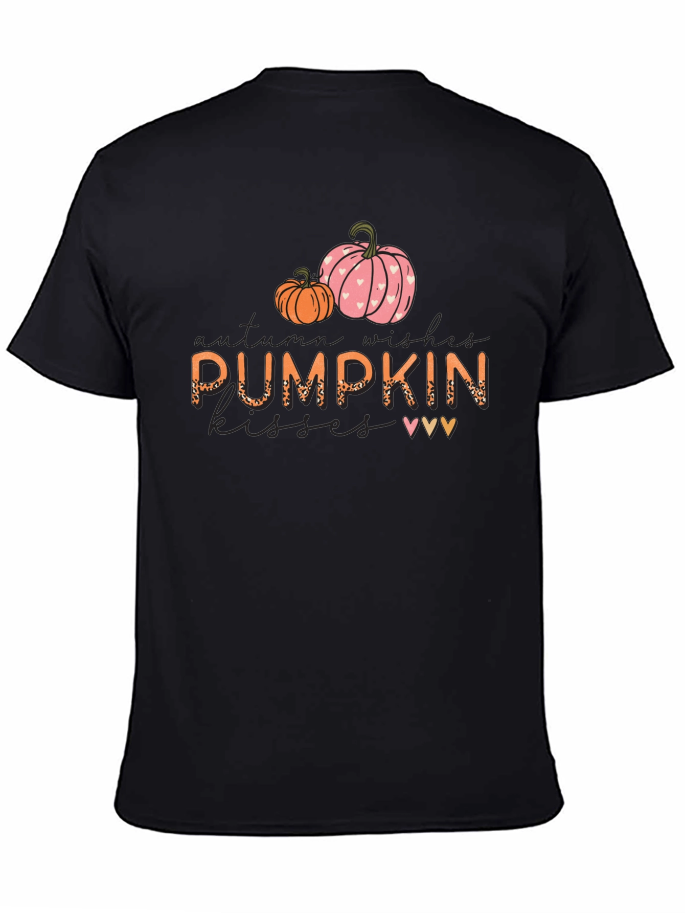 Pumpkin Kisses Autumn Wishes Black Graphic Tee