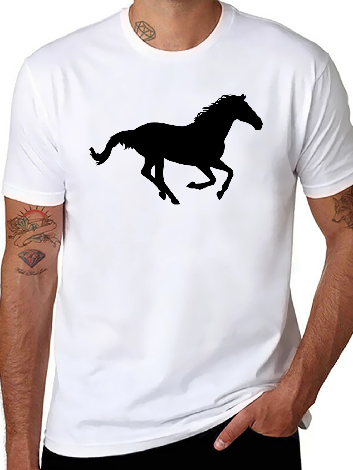 Black Horse Silhouette Graphic Tee - Unisex Style