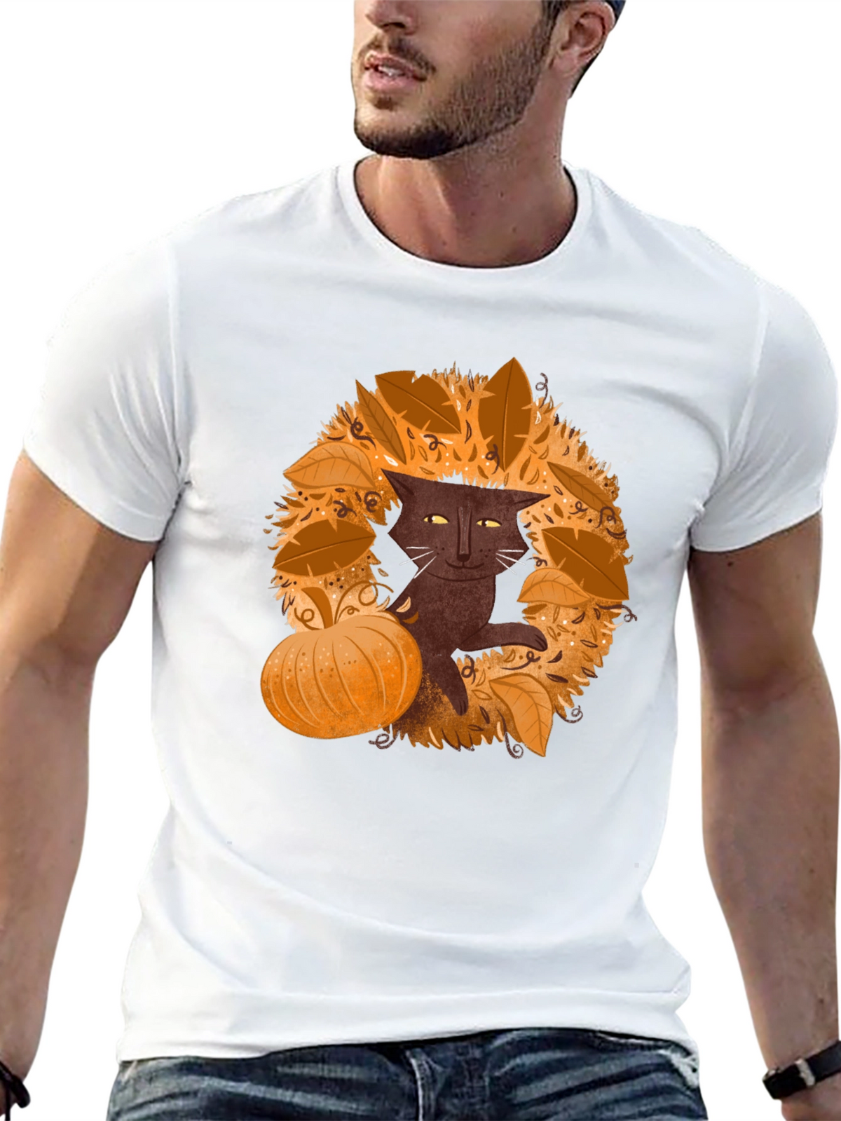 Fall Cat T-Shirt - Spooky Season