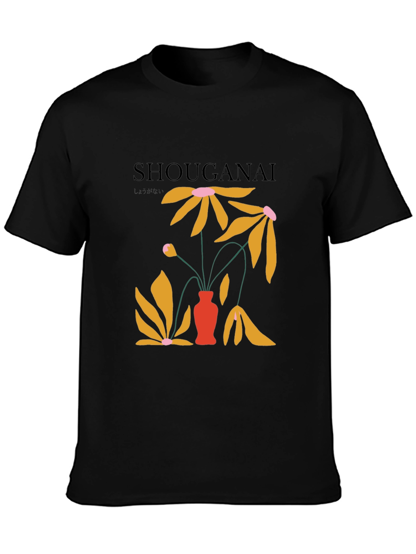 Shouganai Floral Graphic Tee - Black