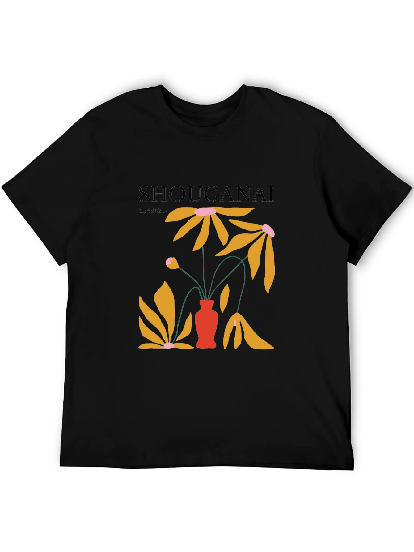 Shouganai Floral Graphic Tee - Black