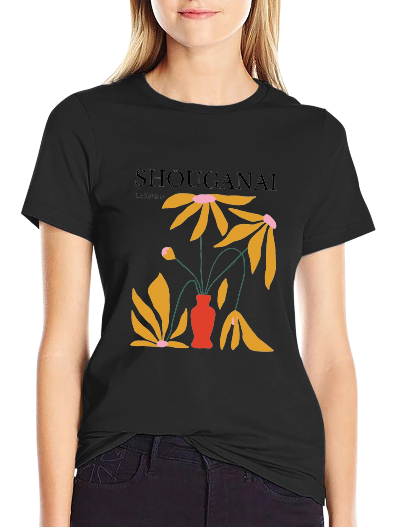 Shouganai Floral Graphic Tee - Black