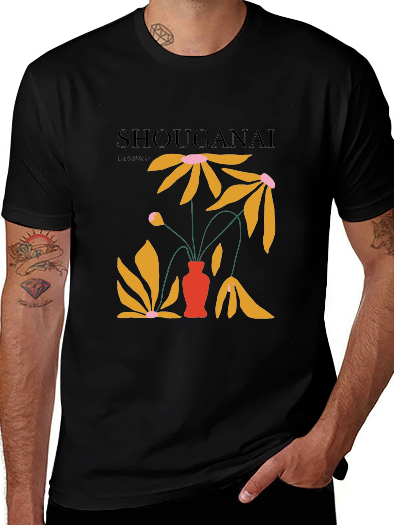Shouganai Floral Graphic Tee - Black