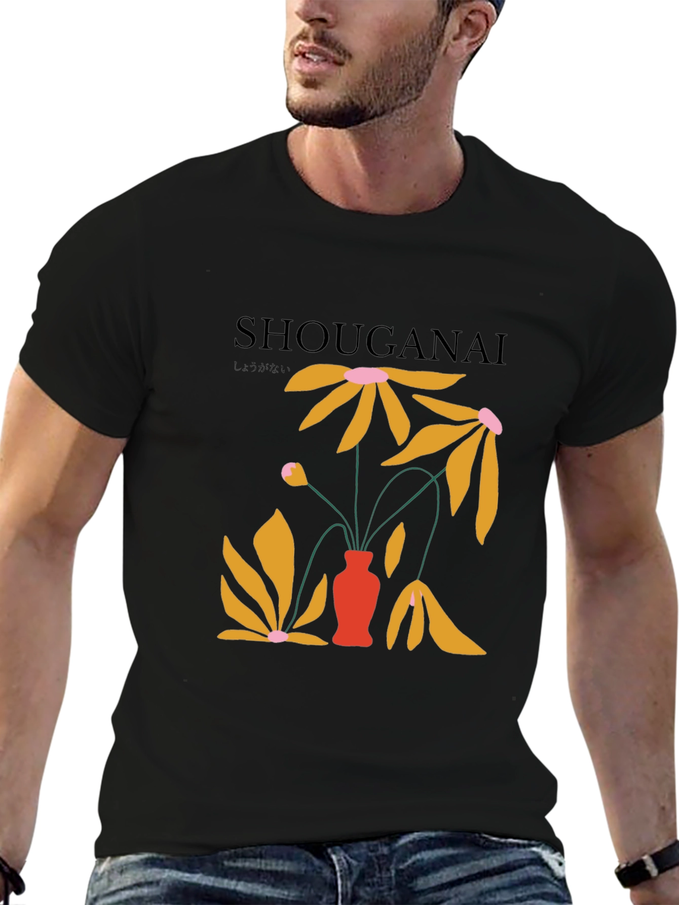 Shouganai Floral Graphic Tee - Black
