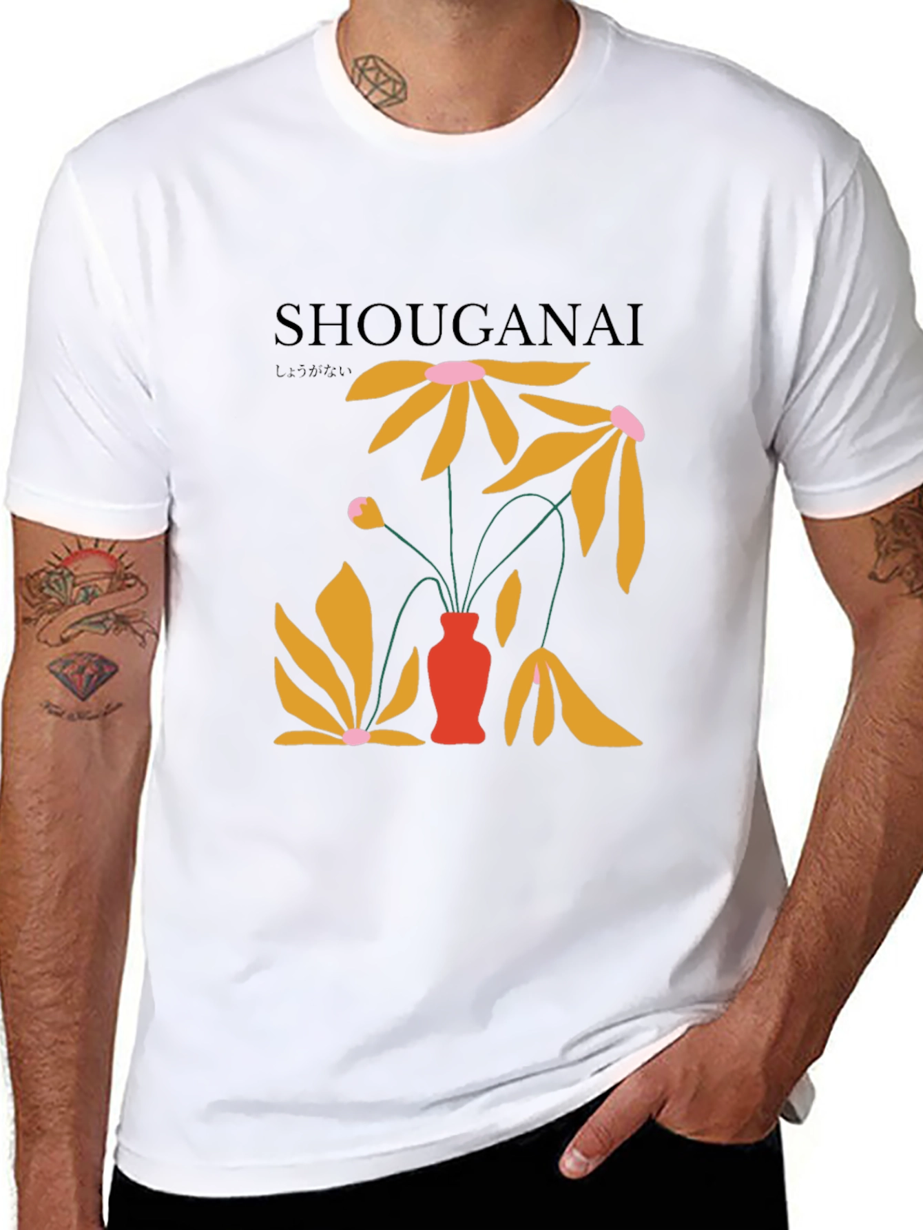 Shouganai Floral Graphic Tee - Black