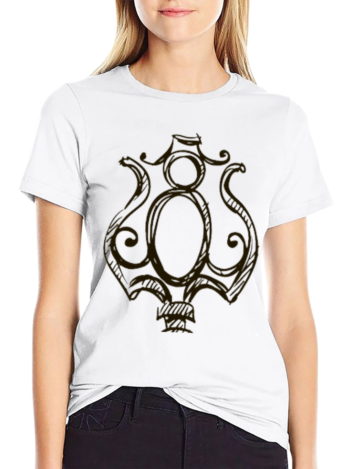 Ornate Graphic Tee - Black Cotton Blend