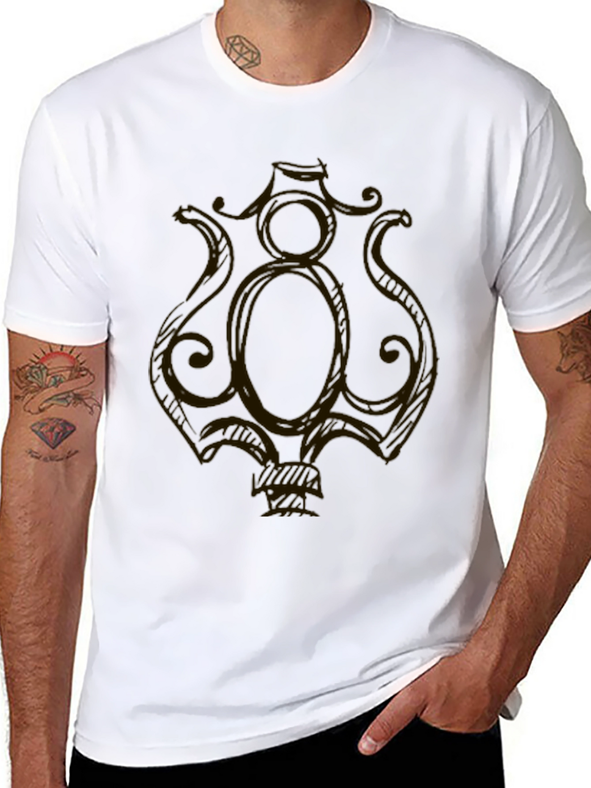 Ornate Graphic Tee - Black Cotton Blend
