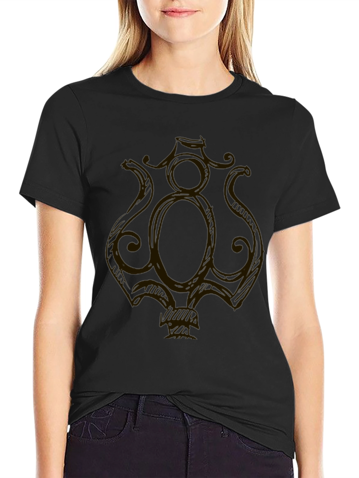 Ornate Graphic Tee - Black Cotton Blend