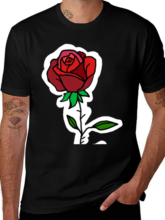 Rose Graphic Print Black T-Shirt